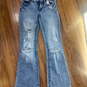 Aeropostale Light Blue Distressed Boot Cut Jeans